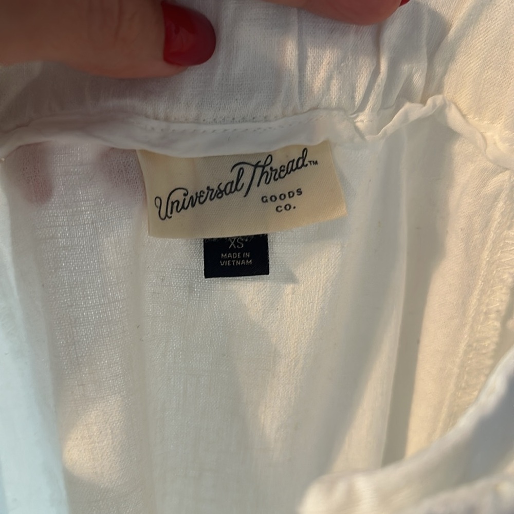 Universal Thread Button-Front White Linen Skirt - image 8